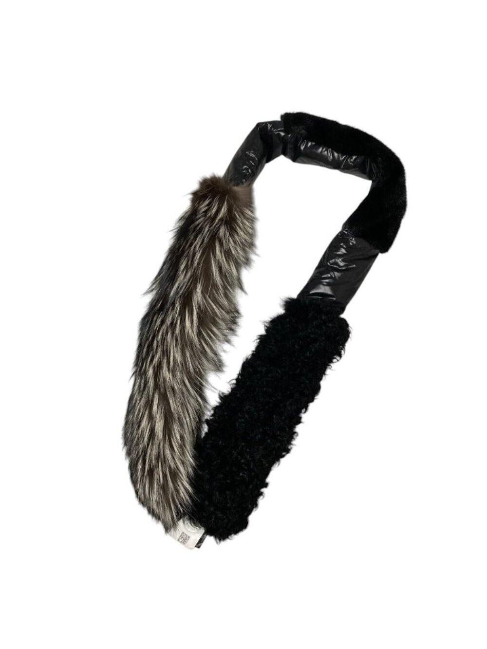 Moncler Sciarpa Mixed Fur Docking Down Jacket Scarf Black